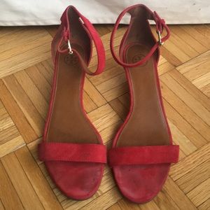 Tory Burch Savannah Suede Demi-Wedge Sandal